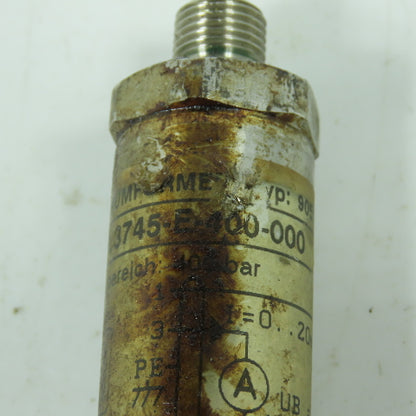 Hydac HAD 3745-E-400-000 905214 1/4" Pressure Transmitter 12-30 VDC 0-400 Bar