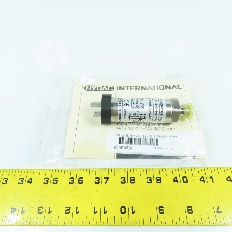 Hydac HAD 3745-E-400-000 905214 1/4" Pressure Transmitter 12-30 VDC 0-400 Bar