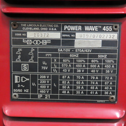 Lincoln Electric Power Wave 455 208-460V 570A Wire Feed MIG Welder Package