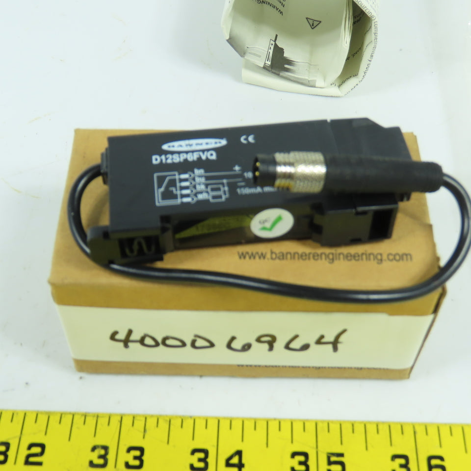 Banner 33715 D12SP6FVQ Glass Fiber Optic Sensor 10-30V DC NEW