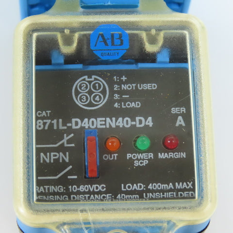 Allen Bradley 871L-D40EN40-D4 Ser A Inductive Sensor 40mm Sensing 10-60VDC