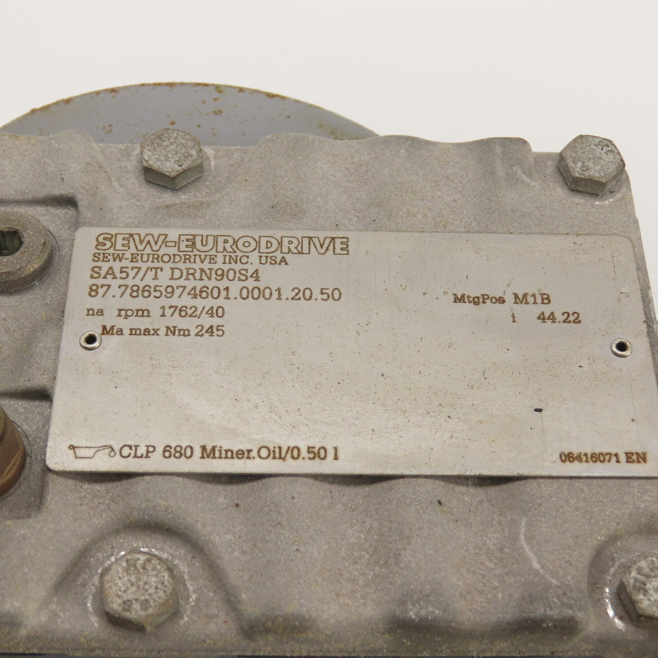 SEW Eurodrive SA57/T DRN60S4 44.22 Ratio Helical Gear Motor 230/460V 3PH 40RPM