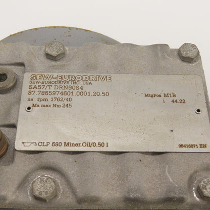 SEW Eurodrive SA57/T DRN60S4 44.22 Ratio Helical Gear Motor 230/460V 3PH 40RPM
