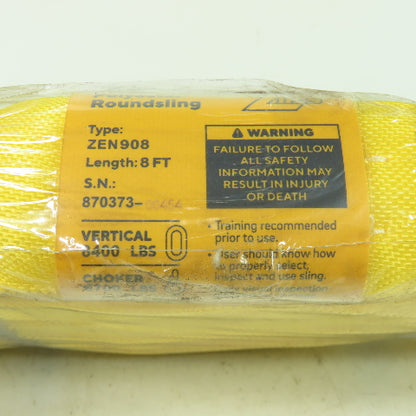 Zips ZEN908 Heavy Duty Endless Loop Round Sling Kit 8' Yellow 8400LBS