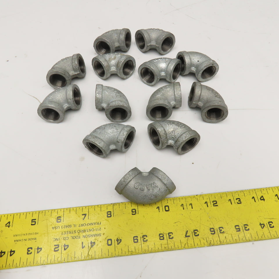 Ward 1/2" Galvanized Elbow 90° Pipe Fitting Lot Of 13
