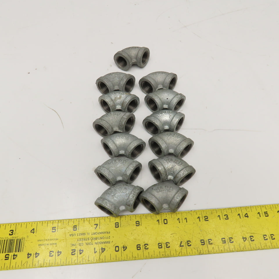 Ward 1/2" Galvanized Elbow 90° Pipe Fitting Lot Of 13