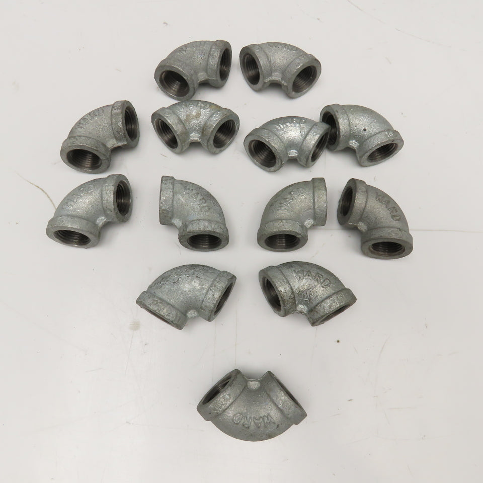 Ward 1/2" Galvanized Elbow 90° Pipe Fitting Lot Of 13