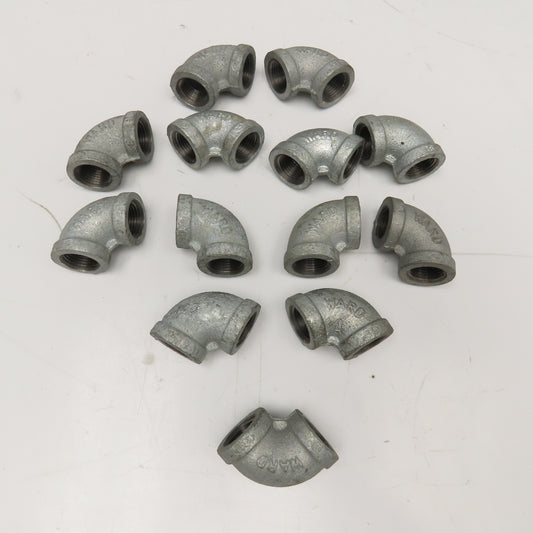 Ward 1/2" Galvanized Elbow 90° Pipe Fitting Lot Of 13