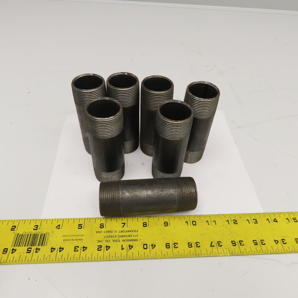 1-1/2" NPT Black Pipe Nipple 4-1/2" OAL Lot Of 7