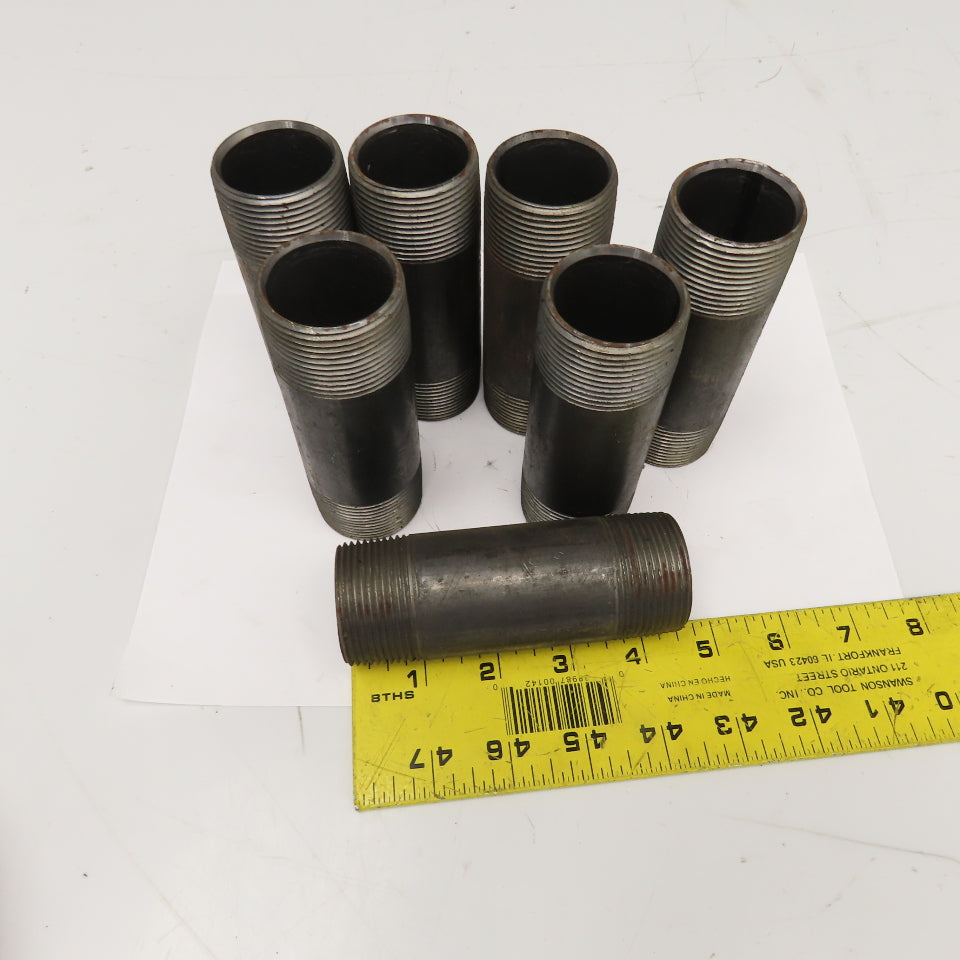 1-1/2" NPT Black Pipe Nipple 4-1/2" OAL Lot Of 7