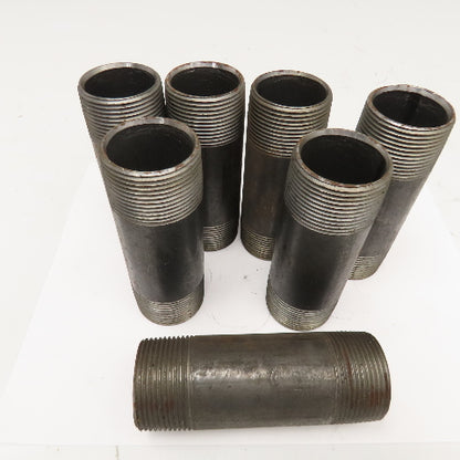 1-1/2" NPT Black Pipe Nipple 4-1/2" OAL Lot Of 7