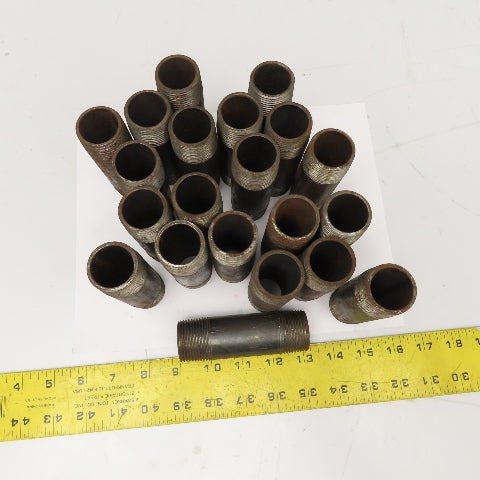 1" Malleable Black Iron Pipe Fitting Nipple 4" Lot Of 21