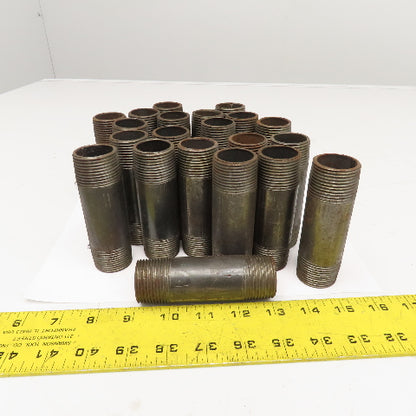1" Malleable Black Iron Pipe Fitting Nipple 4" Lot Of 21