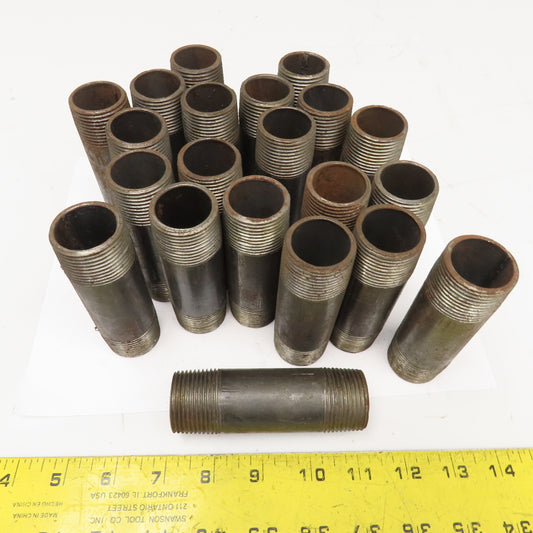 1" Malleable Black Iron Pipe Fitting Nipple 4" Lot Of 21