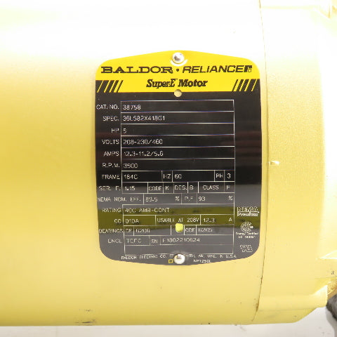 Baldor 38758 5HP End Suction Centrifugal 230/460V 3PH 2.25" x 1-7/16" Ports
