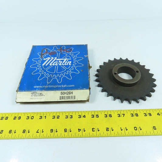 Martin 50H26H Bushing Bore Roller Chain Sprocket #50 5/8" Pitch 26 Teeth