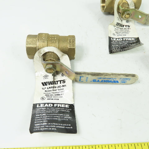 Watts LFFBV-3C-M1 3/4" Female Brass Ball Valve 600WOG Lot Of 3