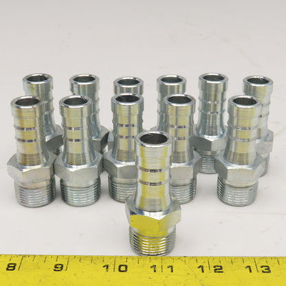 1/2" NPT Male x 3/4" ID Hose Barb Fitting Zinc Plated Lot Of 12