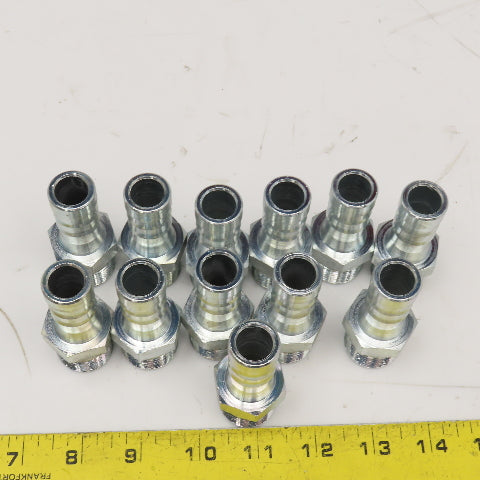 1/2" NPT Male x 3/4" ID Hose Barb Fitting Zinc Plated Lot Of 12