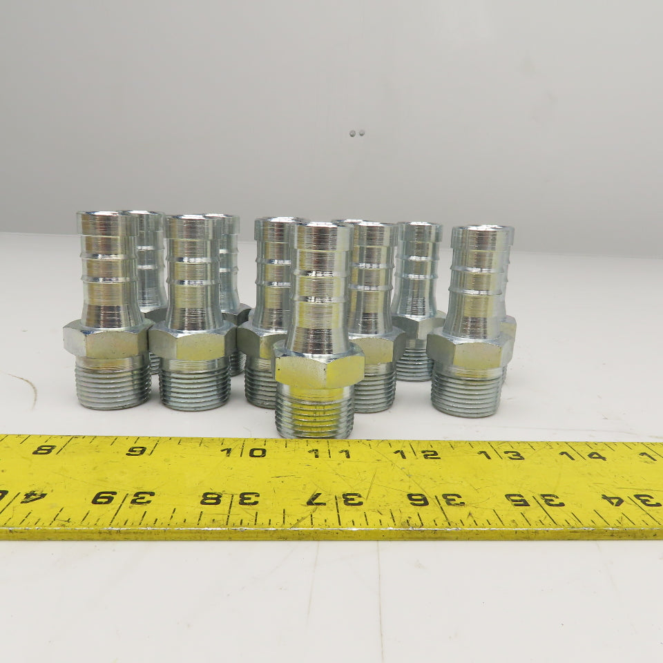 1/2" NPT Male x 3/4" ID Hose Barb Fitting Zinc Plated Lot Of 12