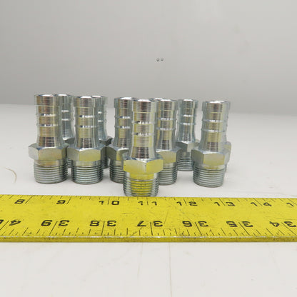 1/2" NPT Male x 3/4" ID Hose Barb Fitting Zinc Plated Lot Of 12