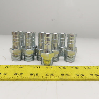 1/2" NPT Male x 3/4" ID Hose Barb Fitting Zinc Plated Lot Of 12