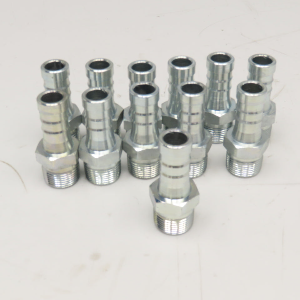 1/2" NPT Male x 3/4" ID Hose Barb Fitting Zinc Plated Lot Of 12