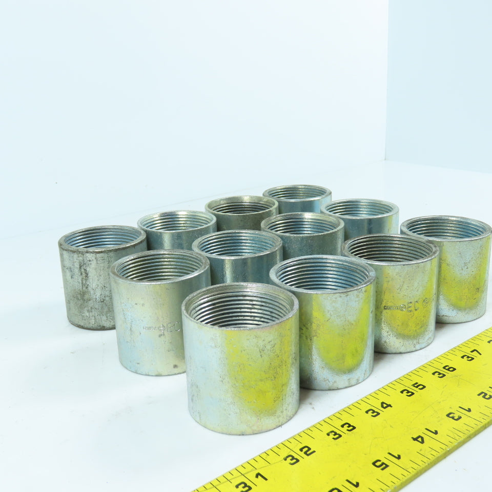 1-1/2" x 1-1/2" Galvanized Iron Pipe Rigid Conduit Coupling 2" Long Lot/12