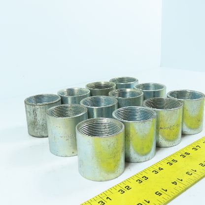 1-1/2" x 1-1/2" Galvanized Iron Pipe Rigid Conduit Coupling 2" Long Lot/12