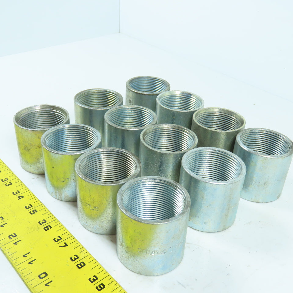 1-1/2" x 1-1/2" Galvanized Iron Pipe Rigid Conduit Coupling 2" Long Lot/12
