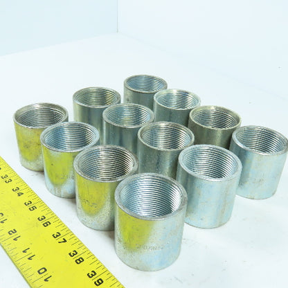 1-1/2" x 1-1/2" Galvanized Iron Pipe Rigid Conduit Coupling 2" Long Lot/12