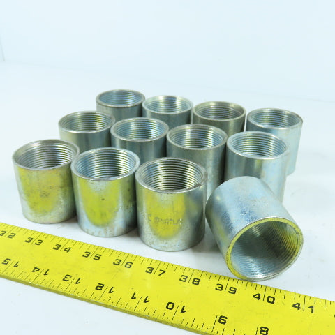 1-1/2" x 1-1/2" Galvanized Iron Pipe Rigid Conduit Coupling 2" Long Lot/12
