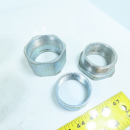 CH 2" 3-Piece Galvanized Iron Rigid Conduit Coupling Lot Of 7