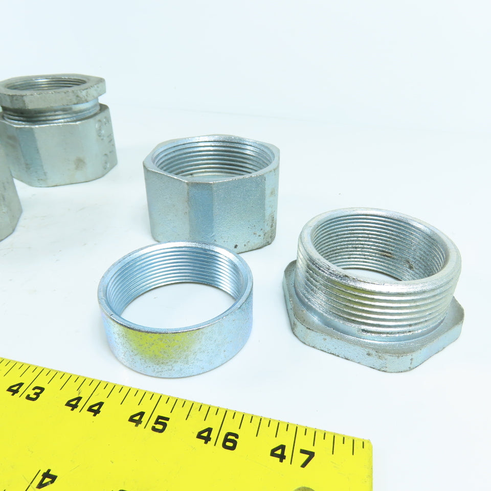 CH 2" 3-Piece Galvanized Iron Rigid Conduit Coupling Lot Of 7