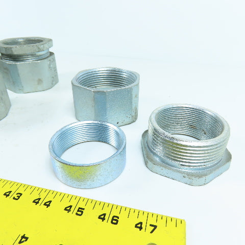 CH 2" 3-Piece Galvanized Iron Rigid Conduit Coupling Lot Of 7