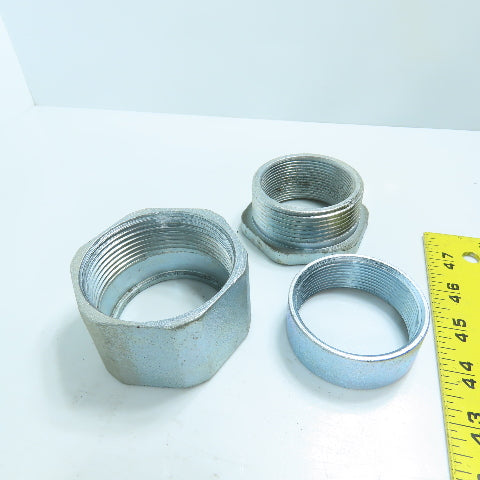CH 2" 3-Piece Galvanized Iron Rigid Conduit Coupling Lot Of 7