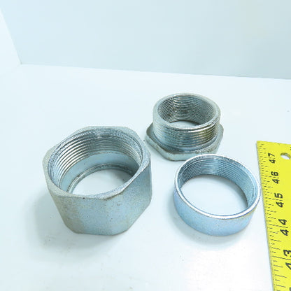 CH 2" 3-Piece Galvanized Iron Rigid Conduit Coupling Lot Of 7