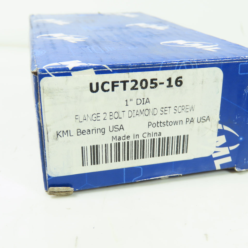 KML UCFT205-16 2-Bolt Flange Mount Ball Bearing 1" ID Bore