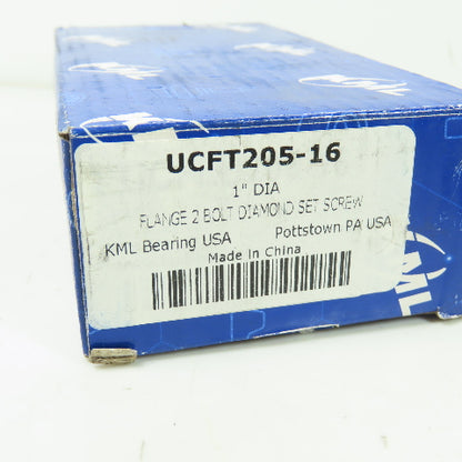 KML UCFT205-16 2-Bolt Flange Mount Ball Bearing 1" ID Bore
