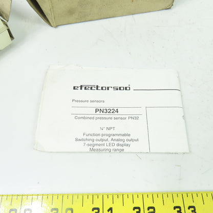 IFM PN3224 Pressure Sensor 20-30VDC 1/4" Port 0-150PSI Range