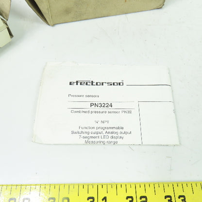 IFM PN3224 Pressure Sensor 20-30VDC 1/4" Port 0-150PSI Range