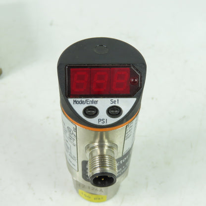 IFM PN3224 Pressure Sensor 20-30VDC 1/4" Port 0-150PSI Range