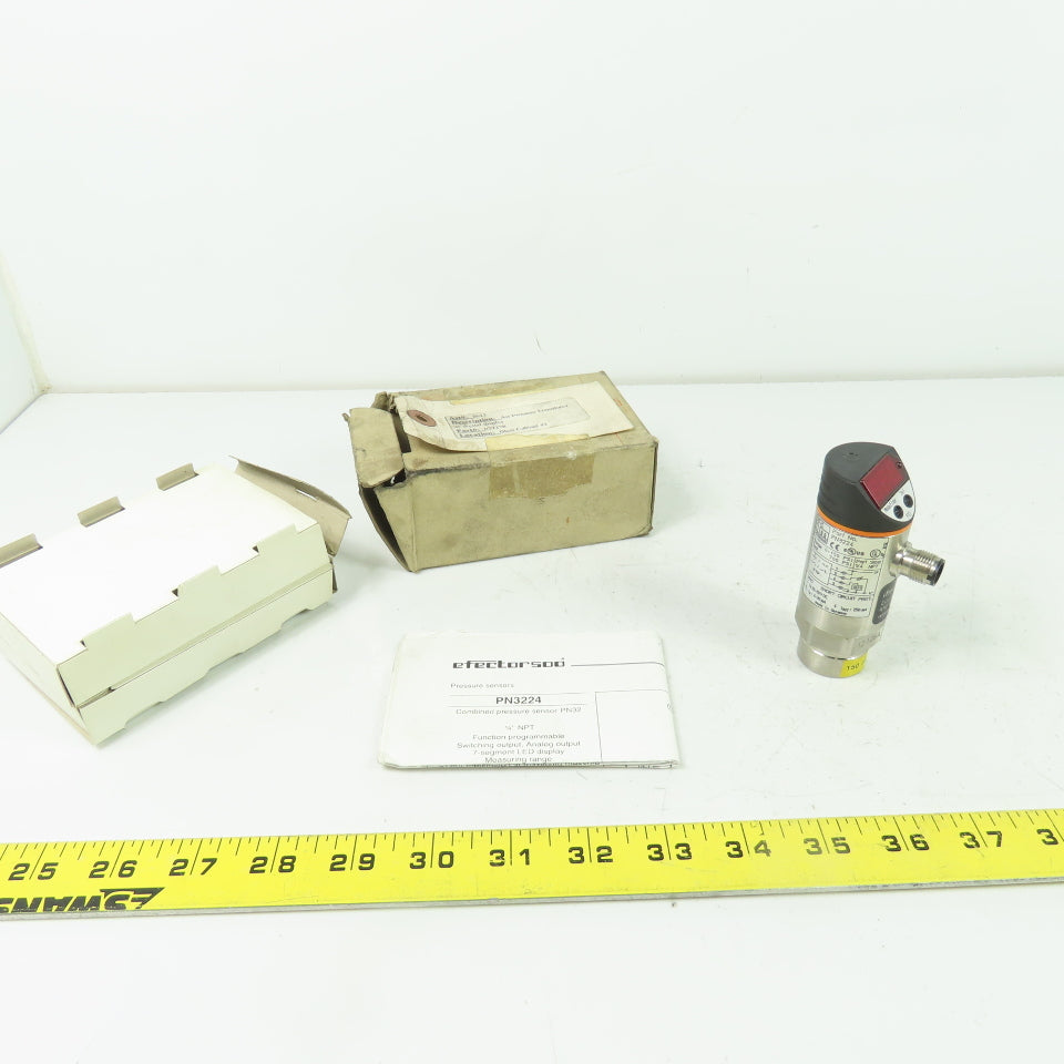 IFM PN3224 Pressure Sensor 20-30VDC 1/4" Port 0-150PSI Range
