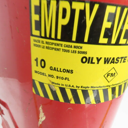 Eagle Model 910-FL Steel Oil Rag Waste Can 10 Gallon W/Foot Pedal Lid