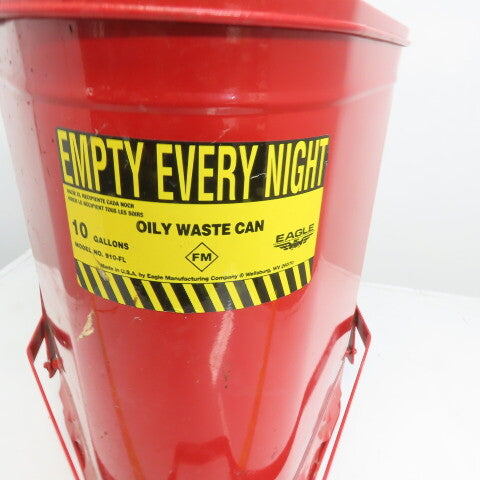 Eagle Model 910-FL Steel Oil Rag Waste Can 10 Gallon W/Foot Pedal Lid
