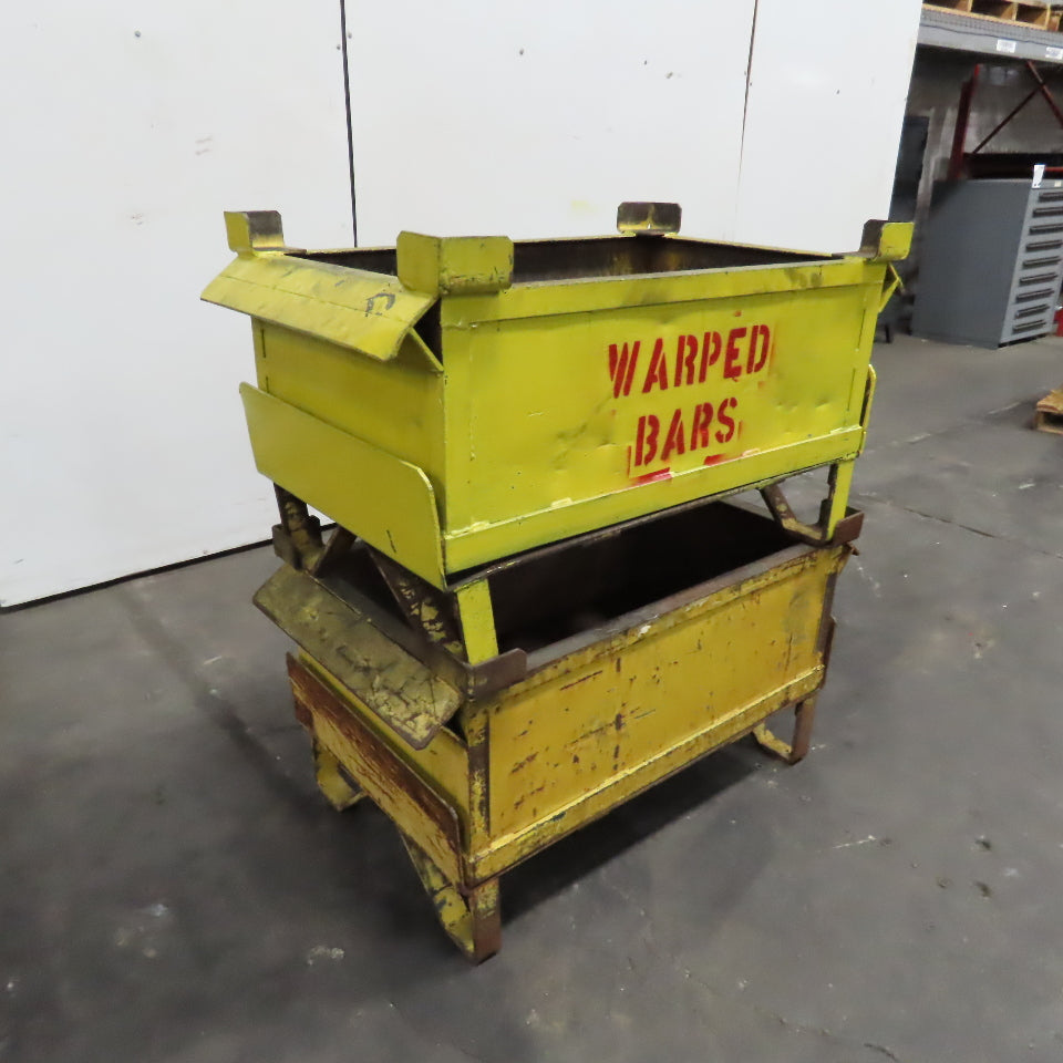 36" x 22" x 14" Deep Steel Scrap Production Material Tote Stacking Box Lot Of 2
