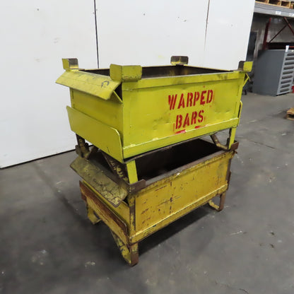 36" x 22" x 14" Deep Steel Scrap Production Material Tote Stacking Box Lot Of 2