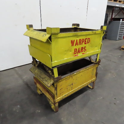 36" x 22" x 14" Deep Steel Scrap Production Material Tote Stacking Box Lot Of 2