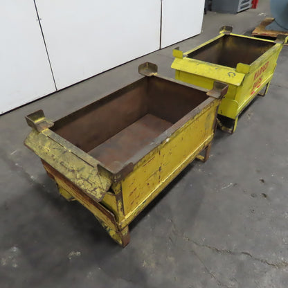 36" x 22" x 14" Deep Steel Scrap Production Material Tote Stacking Box Lot Of 2
