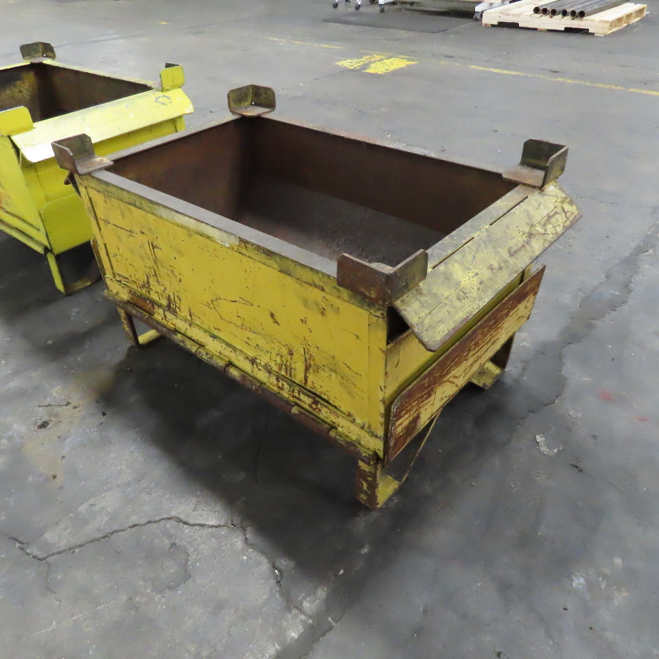 36" x 22" x 14" Deep Steel Scrap Production Material Tote Stacking Box Lot Of 2